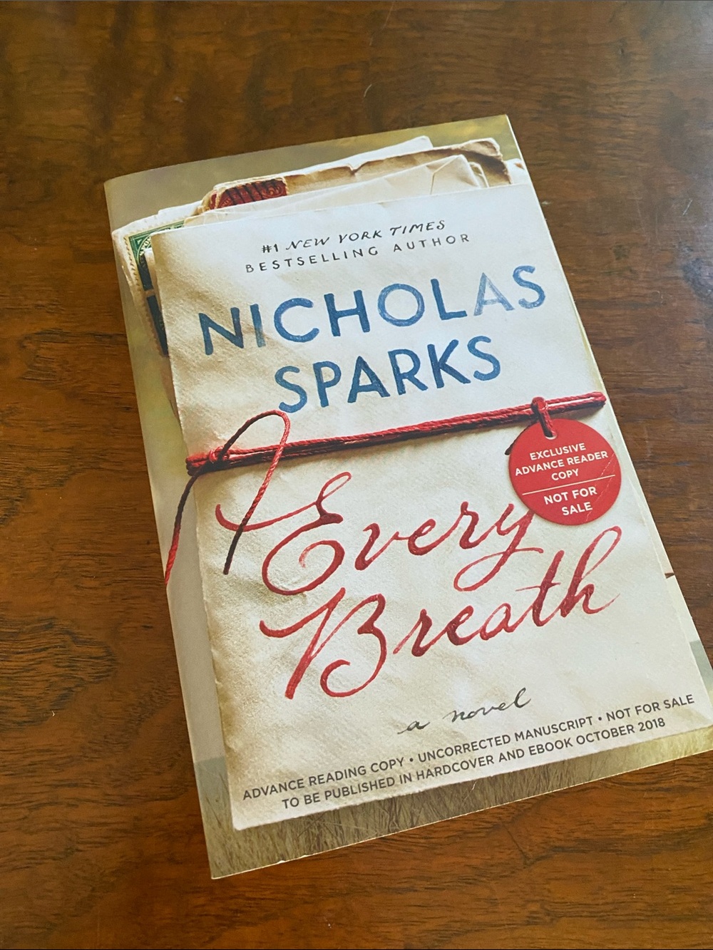 Every Breath by Nicholas Sparks signed Advance Reading Copy 2018 promo